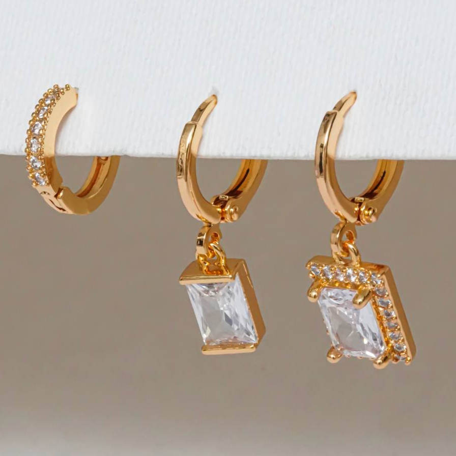 گوشواره حلقه ای طرح جواهر + پاشالوکس